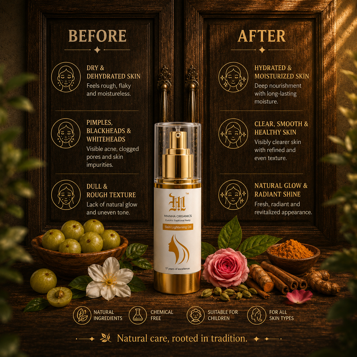 Peety Skin Lightening Oil - Herbal Clarifying & Glow Oil