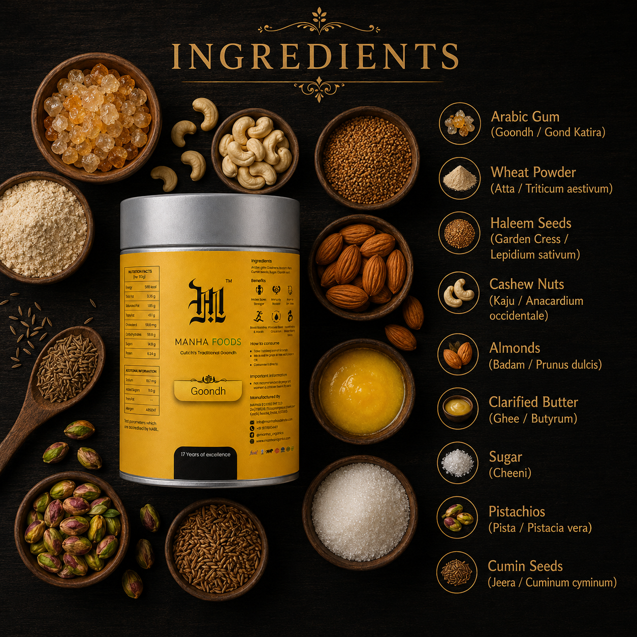 Goondh (Gond) Powder - Edible Tree Gum and Ladoo Mix